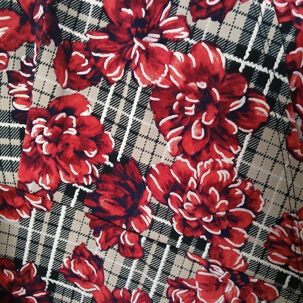 Glamour sz12 dress plaid chic retro classic preppy floral equestrian academia - Picture 4 of 5